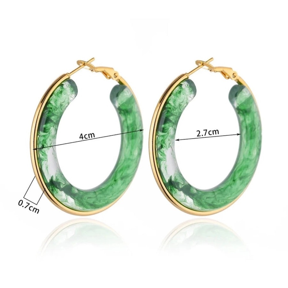 Emerald Swirl Hoops - Picture 3 of 7